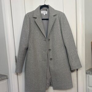 Calvin Klein Light Gray Wool Blend Pea Coat